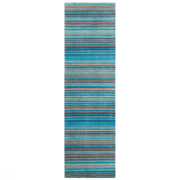 Carter Modern Stripe Hand Woven Wool Teal Blue/Grey/Beige Runner-Melrose-Rug Love - The Most Loved Rug Store